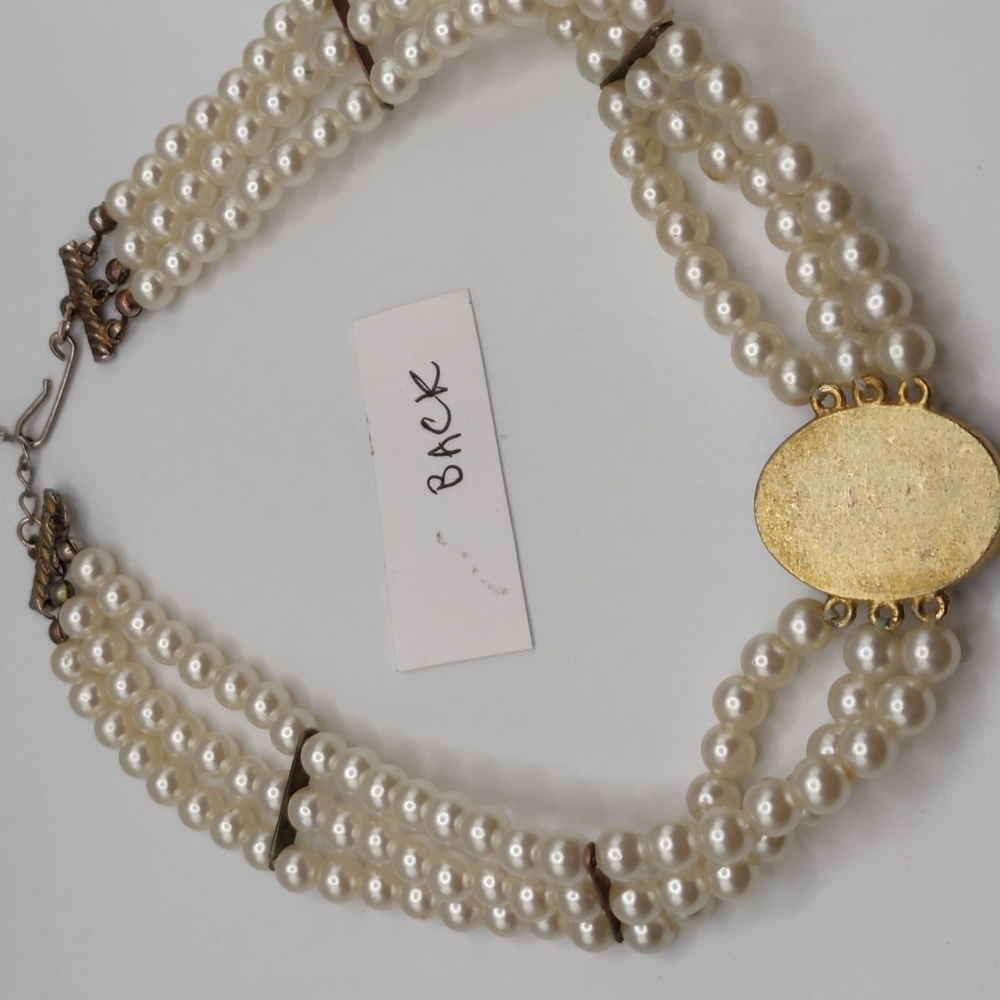 VTG choker, cameo, faux pearl #250 - Picture 7 of 7